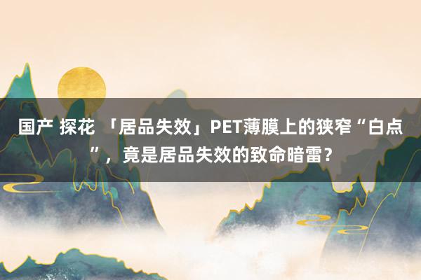 国产 探花 「居品失效」PET薄膜上的狭窄“白点”，竟是居品失效的致命暗雷？