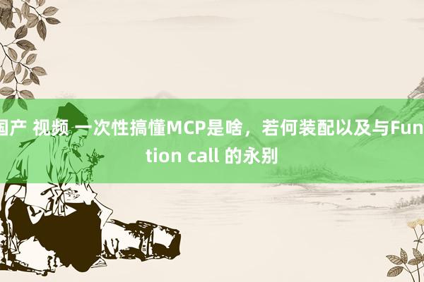 国产 视频 一次性搞懂MCP是啥，若何装配以及与Function call 的永别