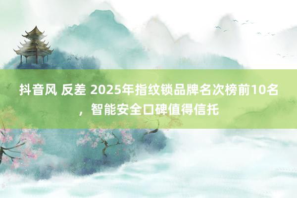 抖音风 反差 2025年指纹锁品牌名次榜前10名，智能安全口碑值得信托