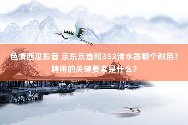 色情西瓜影音 京东京造和352清水器哪个耐用？聘用的关键要素是什么？