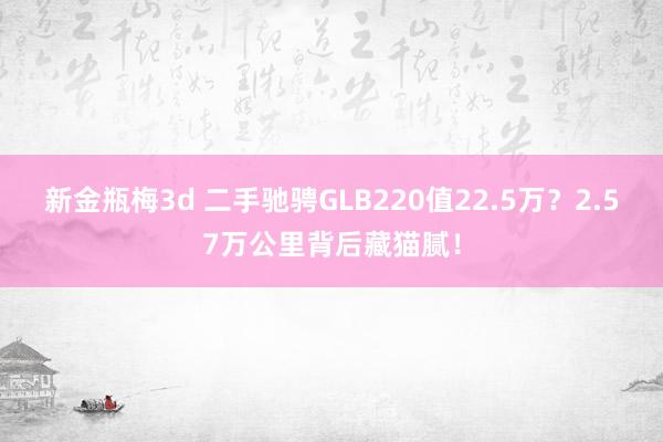 新金瓶梅3d 二手驰骋GLB220值22.5万？2.57万公里背后藏猫腻！