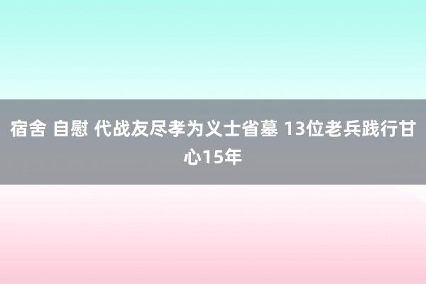 宿舍 自慰 代战友尽孝为义士省墓 13位老兵践行甘心15年