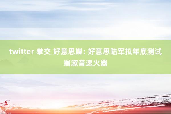twitter 拳交 好意思媒: 好意思陆军拟年底测试端淑音速火器