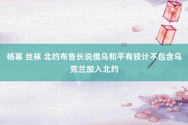 杨幂 丝袜 北约布告长说俄乌和平有狡计不包含乌克兰加入北约