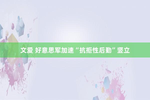 文爱 好意思军加速“抗拒性后勤”竖立