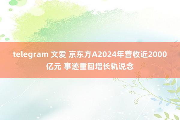 telegram 文爱 京东方A2024年营收近2000亿元 事迹重回增长轨说念