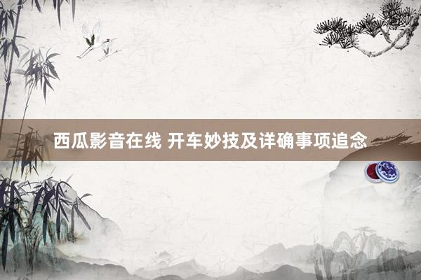 西瓜影音在线 开车妙技及详确事项追念