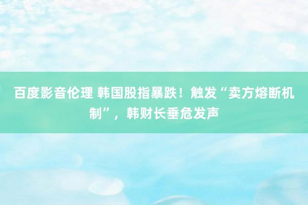 百度影音伦理 韩国股指暴跌！触发“卖方熔断机制”，韩财长垂危发声