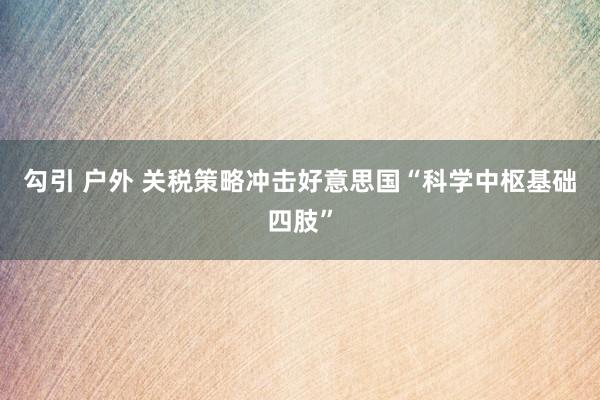 勾引 户外 关税策略冲击好意思国“科学中枢基础四肢”